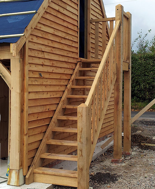 oak steps on wood garage dorset